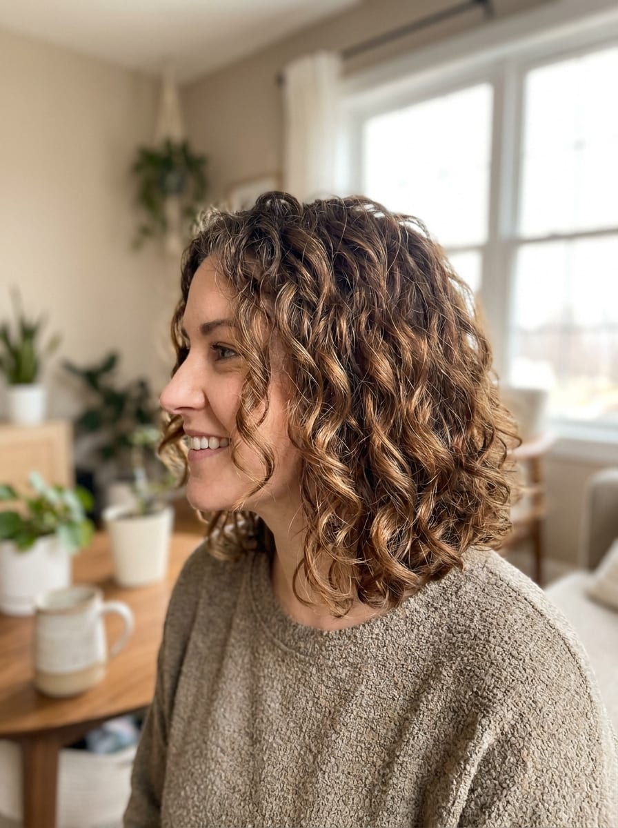 Moderner Alltags-Look für kurze Locken - kurze Lockenfrisur